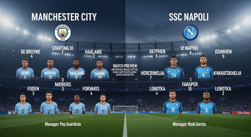 Man City vs SSC Napoli Lineups